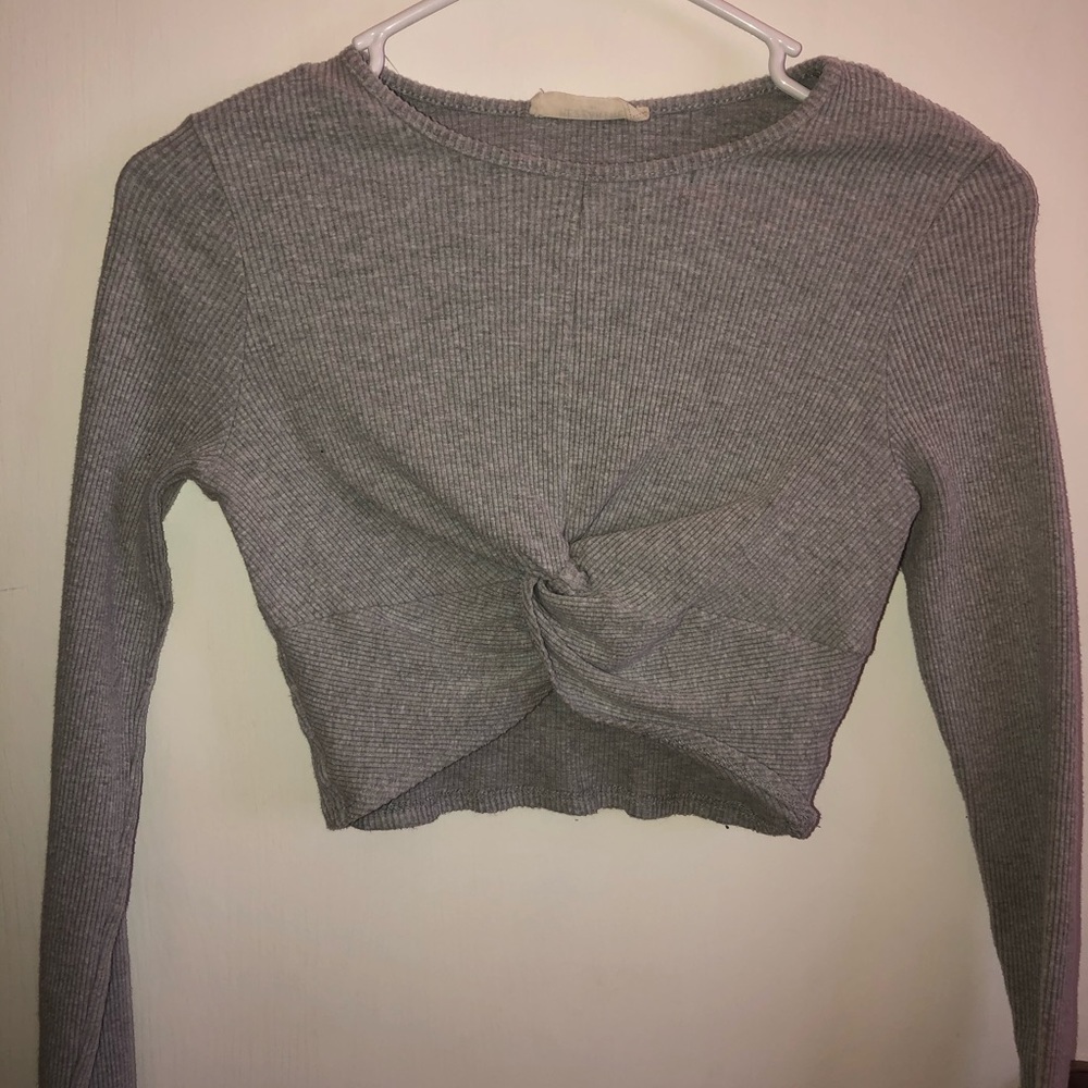 Grey Cropped Long Sleeve